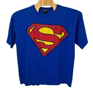 Vintage Superman T-Shirt XL Made in USA Changes Tag DC Comics Blue Single Stitch